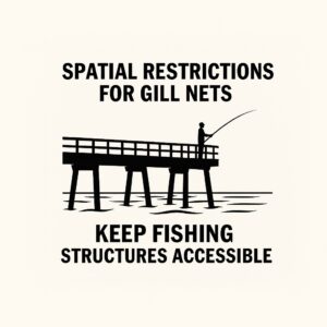 Spatial restrictions on gill nets to keep angling access on structures